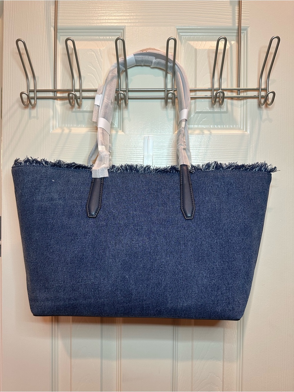 Michael Kors Denim Patch Tote Bag in Dark Blue NWT - Picture 2 of 13